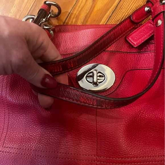 Coach Vintage F16531 Penelope Red Pebbled Leather Carryall Satchel - Picture 6 of 12